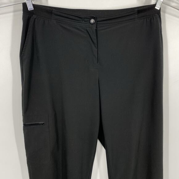 Chicos 2 Tech Pants Size Large Black flat Front Zip Elastic Waist Zenergy - Picture 3 of 9